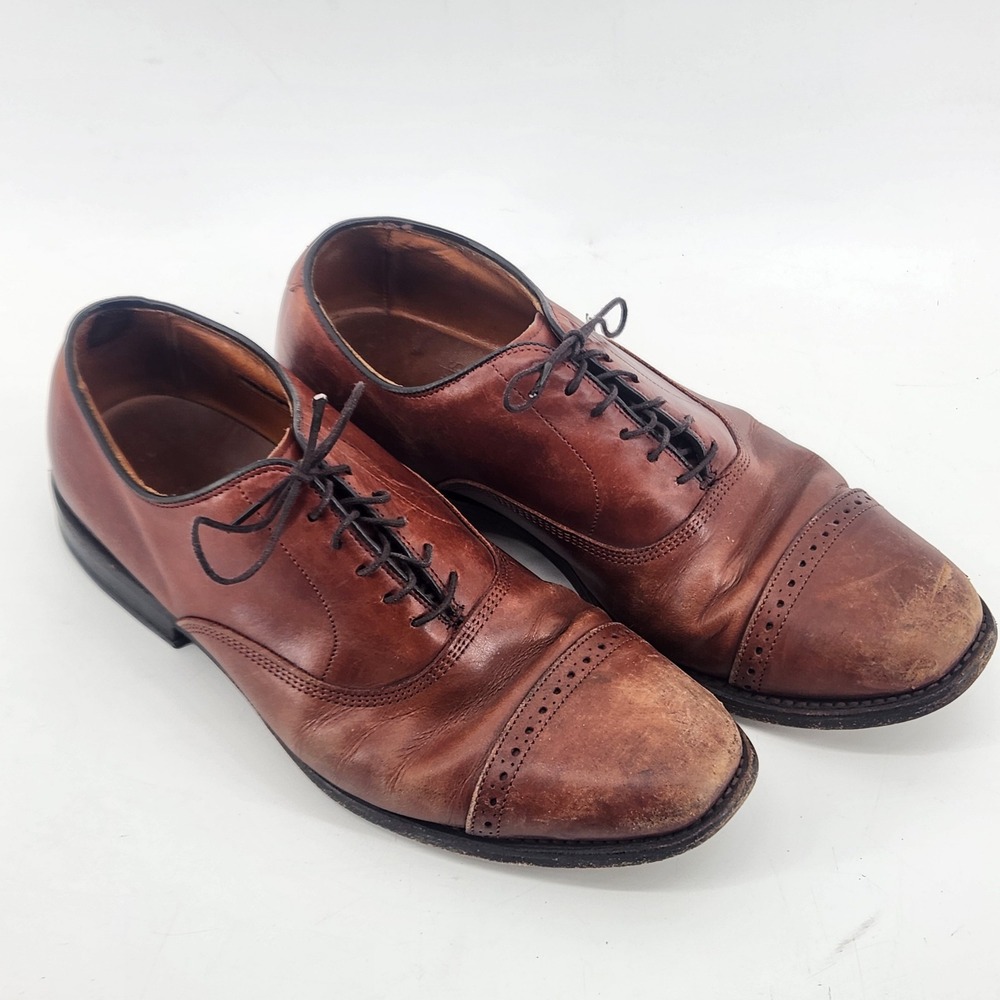 Allen Edmonds Byron Men's 8.5 E Brown Leather Cap Toe Oxford Dress Shoes USA